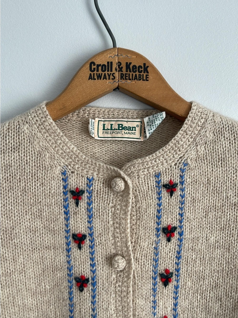 Vintage LL Bean Shetland Wool Motif Cardigan Women’s Size 40/ Medium - Picture 2 of 6